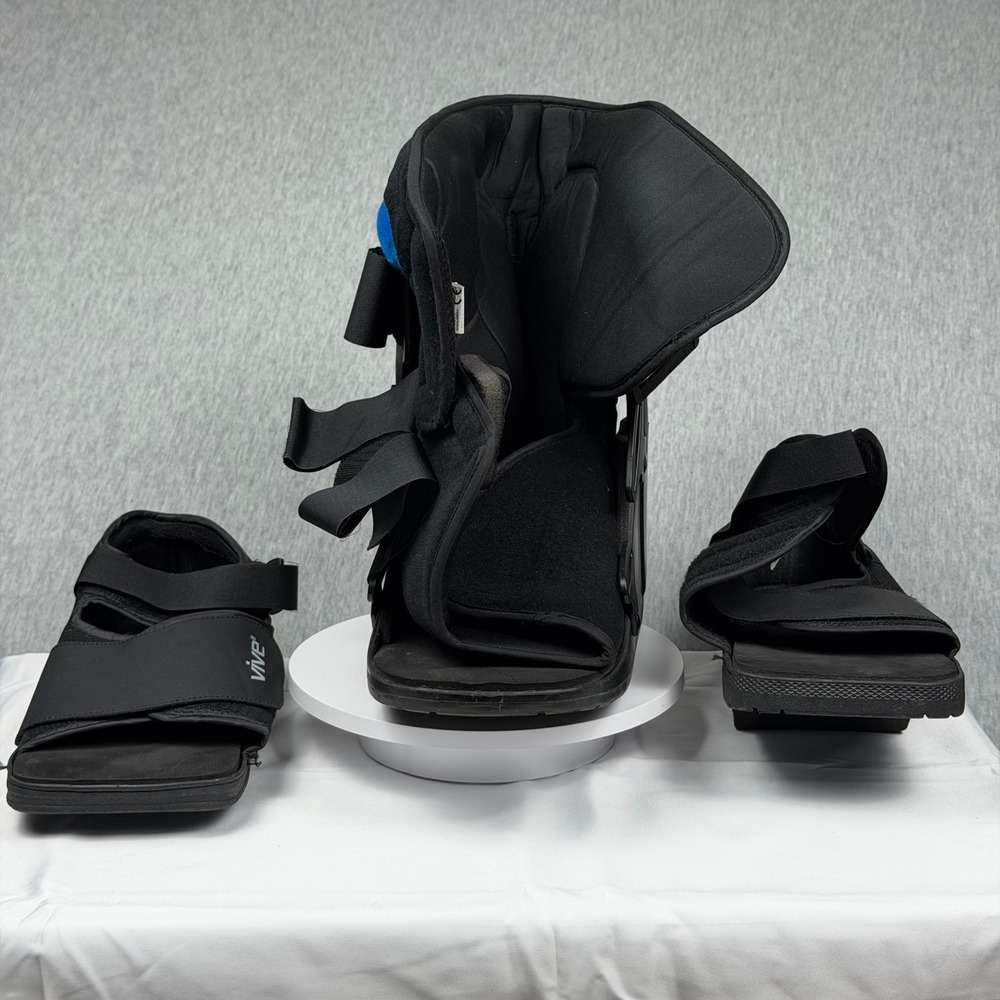 United Ortho Walking Boot Large and Vive Post Op Shoes Medium Black Recovery Set